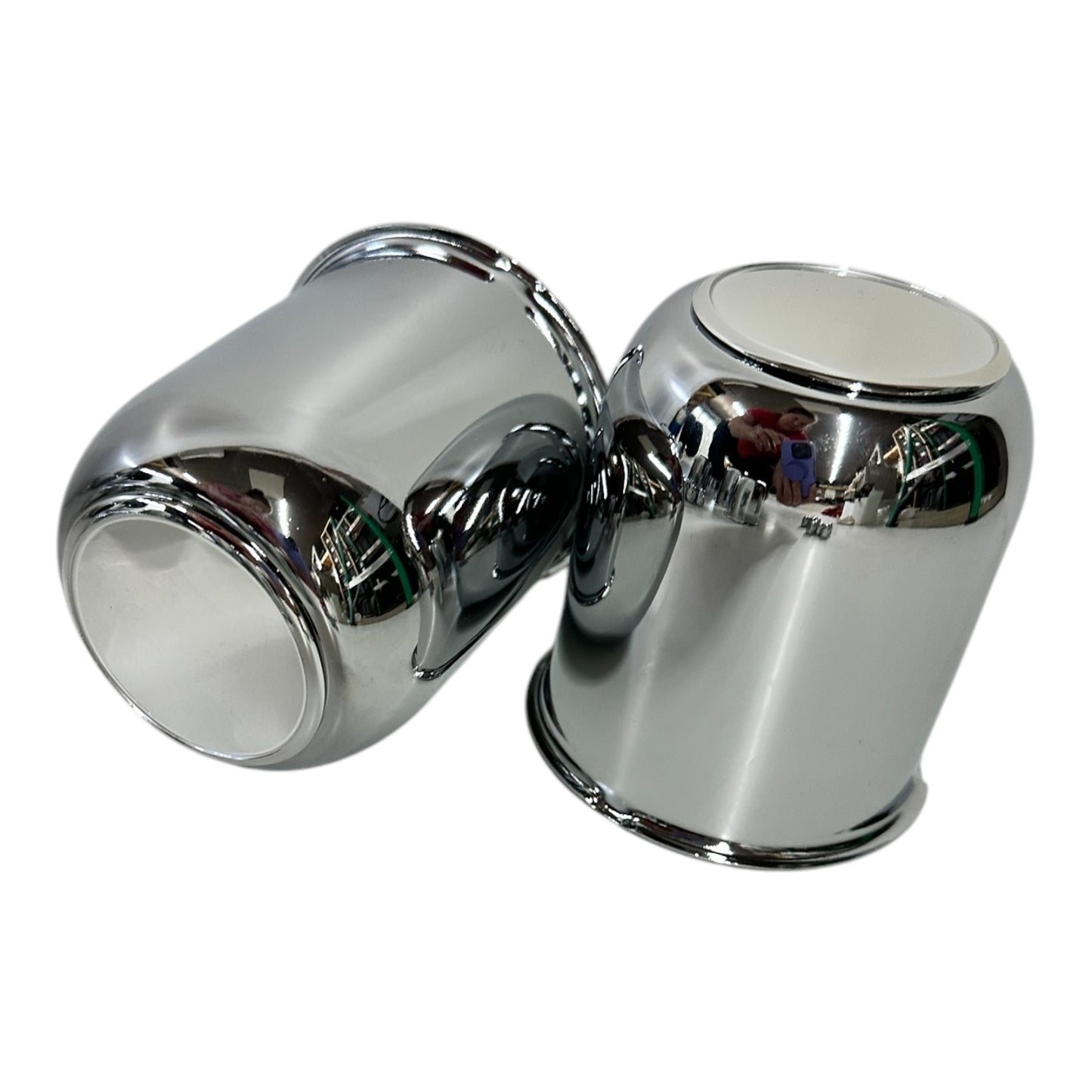 2 Trailer Wheel Center Caps - Steel Chrome Cap fits 3.19" Center, Closed End