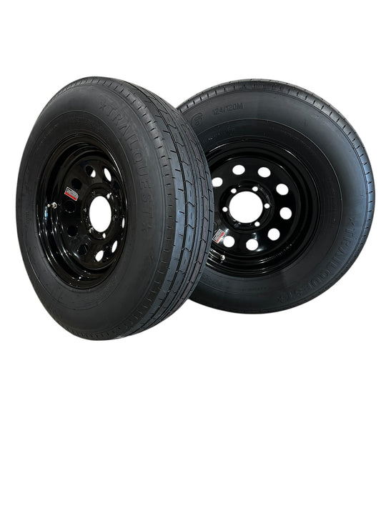2 pack TrailQuest ST235/80R16 Radial LRE 6 Lug 6x5.5" Modular Black Wheel