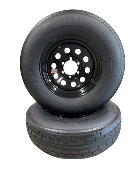 2 pack TrailQuest ST235/80R16 Radial LRE 6 Lug 6x5.5" Modular Black Wheel
