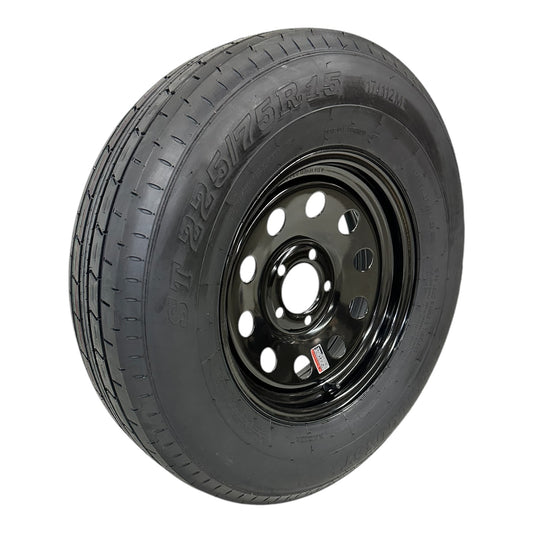 TrailQuest ST225/75R15 Radial LRE 5 Lug  5 x 4.5" Modular Wheel Black